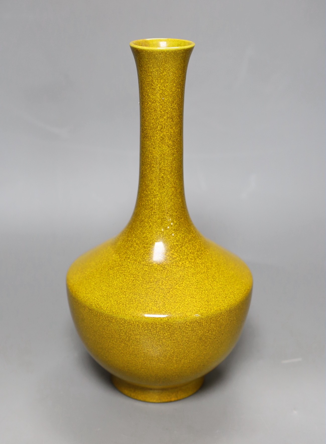 A Chinese yellow crackle glaze bottle vase, 26cm